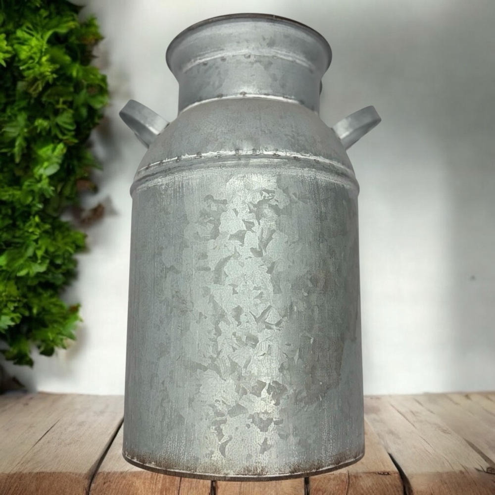 Patriotic Rare Vintage Style Galvanized Milk Can With American Flag 13.5”x 8.75” - Picture 2 of 13